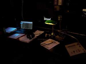 My stage managing table during show week